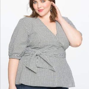 Eloquii Gingham peplum wrap top